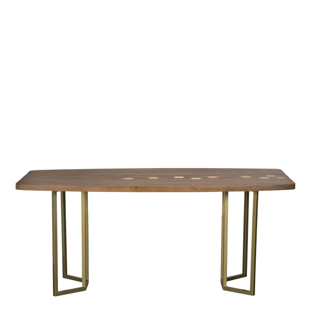 Penang - 180cm Dining Table Acacia & Brass Finish