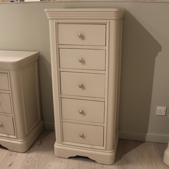 5 Drawer Tall Chest Taupe Painted Finish - Item as Pictured - Avignon