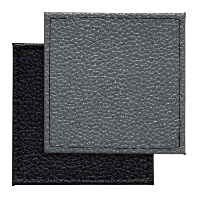 Set of 4 Reversible Black/Grey Faux Leather Coasters - Denby