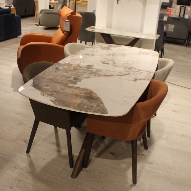 180cm Dining Table Sintered Stone Top With 4 Dining Chairs - Item as Pictured - Knox