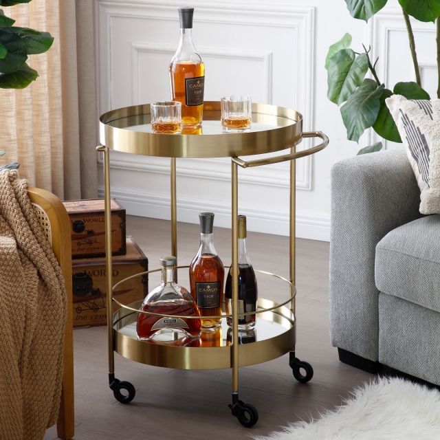 Drinks Trolley In Champagne Gold Finish - Avery
