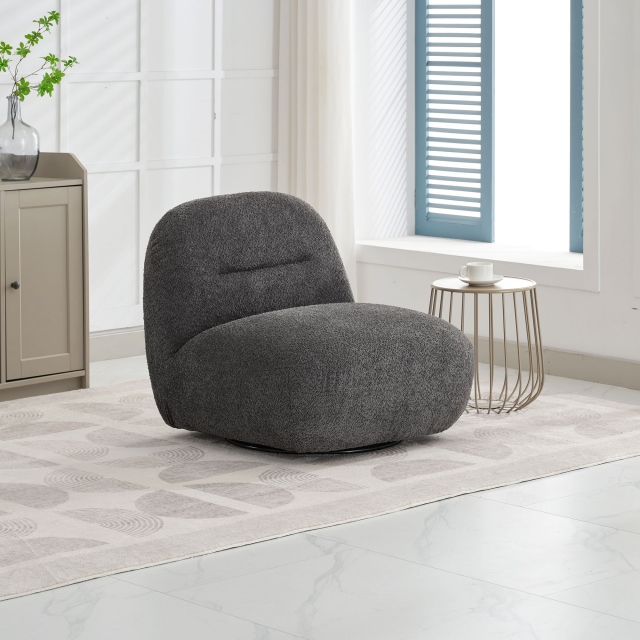 Swivel Accent Chair In Fabric - Amelia